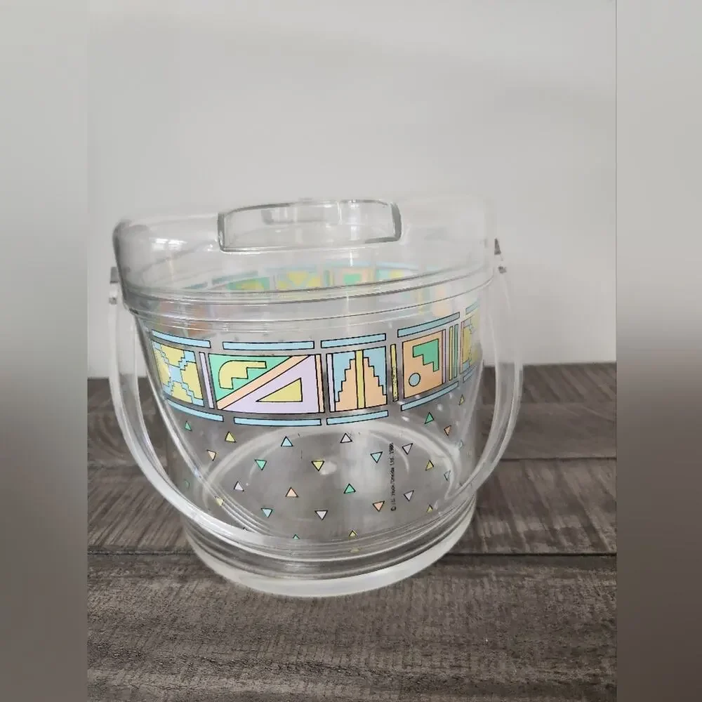 Vintage retro J.G. Hook Oneida 1988 3 piece Acrylic ice bucket Desert Sky Clear